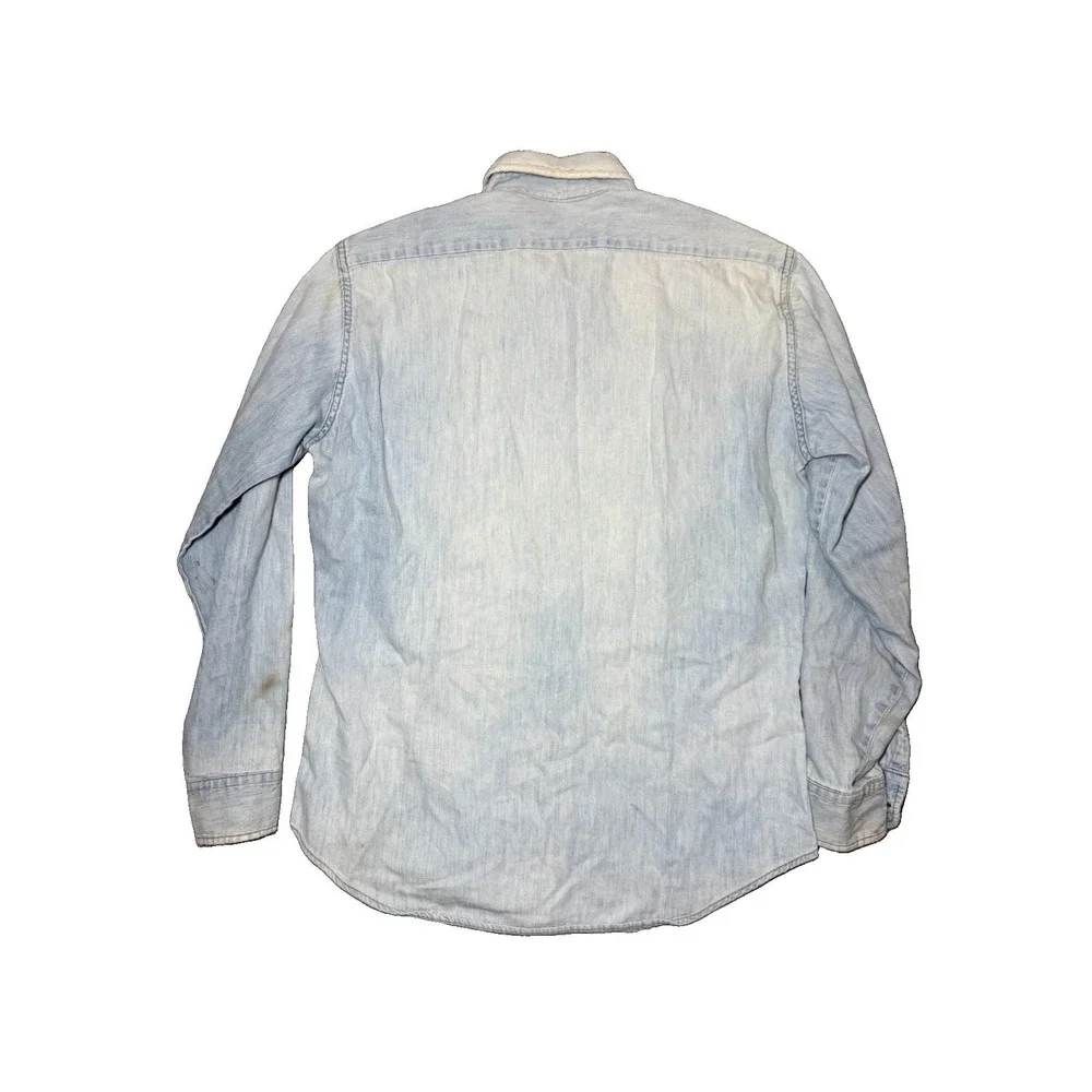 Vtg Y2K Levis Denim Work Shirt L Light Wash Button Up Cotton Grunge 90s Thrashed